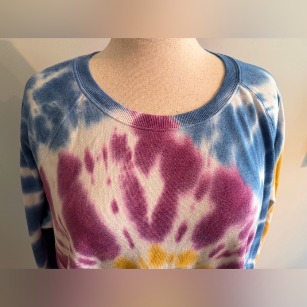 NWT Torrid Blue/Yellow/Purple Tie-Dye Fleece Sweatshirt - Torrid Size 4 (26, 4X) - Picture 3 of 14